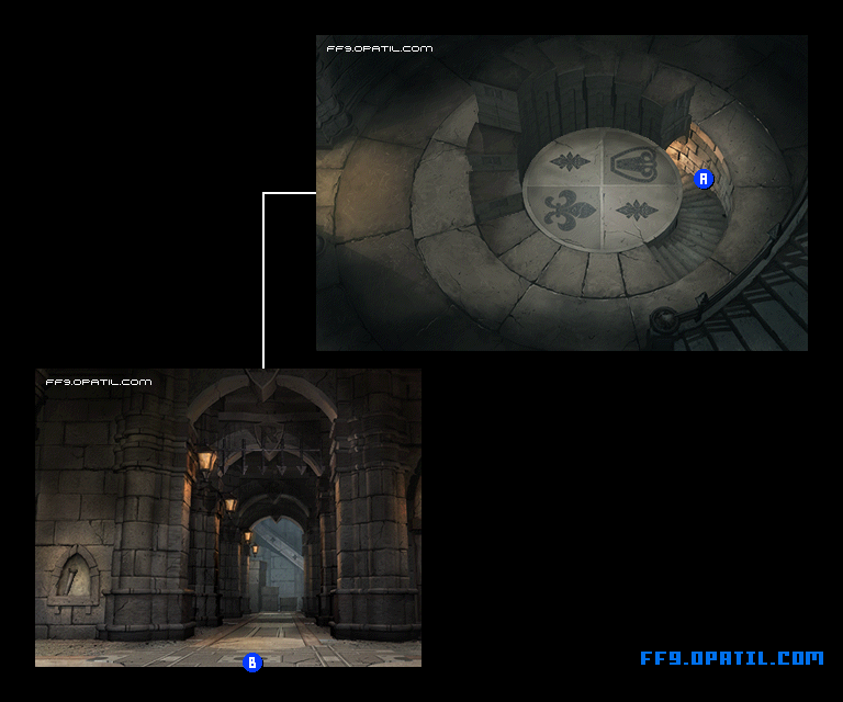 Alexandria Castle - Underground Map Image 2 : FF9 - Final Fantasy IX Walkthrough and Strategy Guide