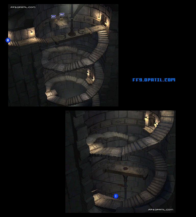 Alexandria Castle - Underground Map Image 9 : FF9 - Final Fantasy IX Walkthrough and Strategy Guide