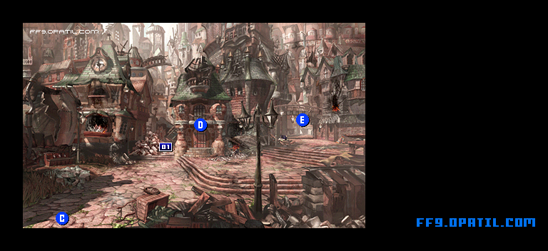 破壊後のリンドブルム商業区のマップ画像4：ファイナルファンタジー9 完全攻略